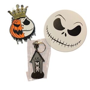 Nightmare Before Christmas Lovers Pack Jack Coaster Zero Keychain & Sticker NEW